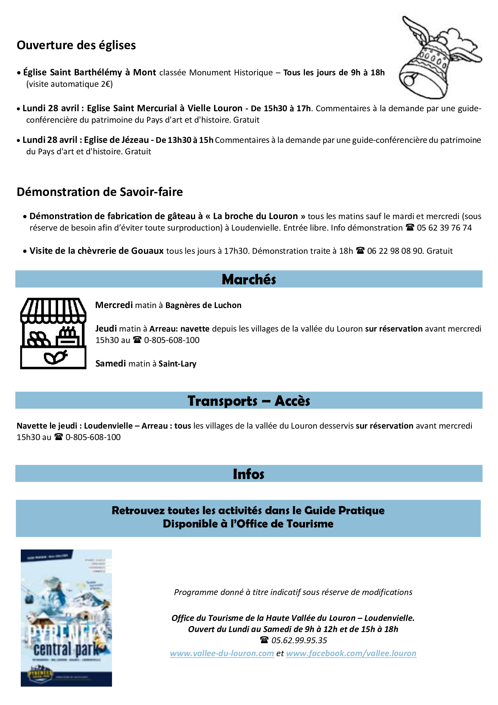 programme d'animation 26/04 au 4/05