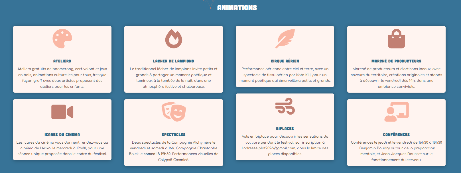 Animations plaf 2026