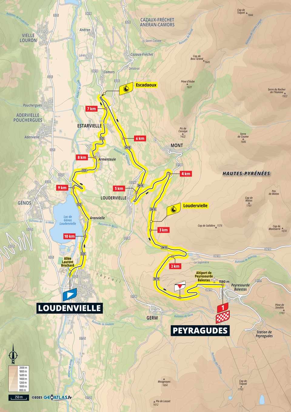carte parcours tour de france Loudenvielle 2025