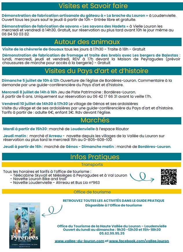 programme des animations 4 au 10 juillet 2026