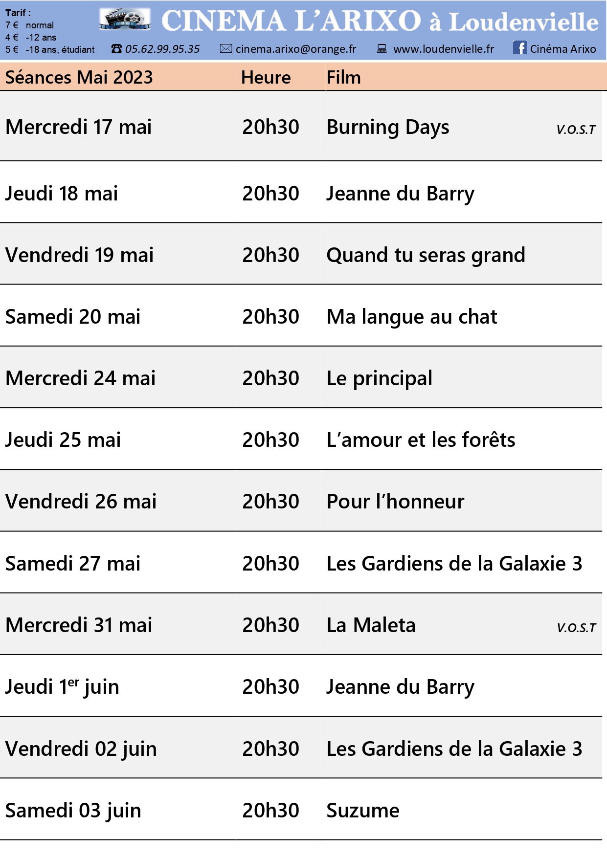 Programme cinéma loudenvielle mai